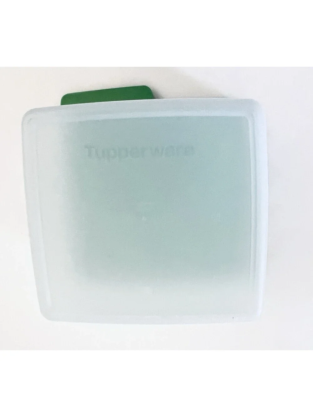 VTG Tupperware 2L Square Storage Container 6588A-5 Green Seal Lid 6589A-5 White